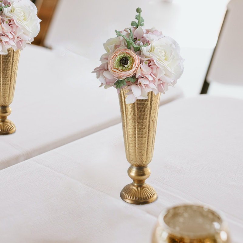 Metal Vase,  Champagne Flute Shape, Gold