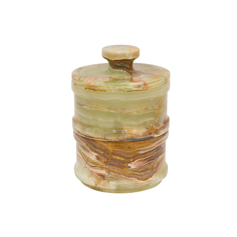 Small Glass Canister With Marble And Gold Lid - The Peppermill