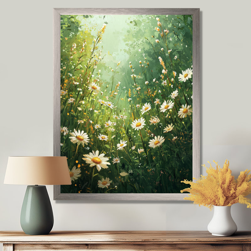 Naugle - art mural floral, Argent argent, H 20 po x l 12 po, Reproduction encadrée d'une seule photo