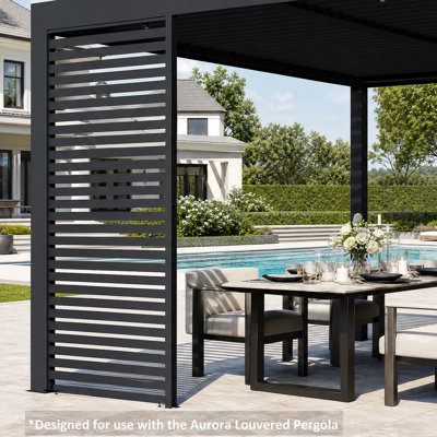 Aurora 10 FT. Universal Privacy Panel Screen Wall For Louvered Pergola, Accessories Galvanized Steel, Easy Installation Modular Pergola Screens