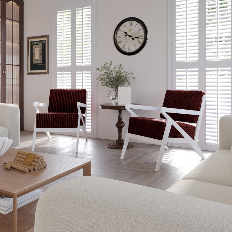 Ensemble de chaises d'appoint 2 pièces Merrin, Rouge, Blanc