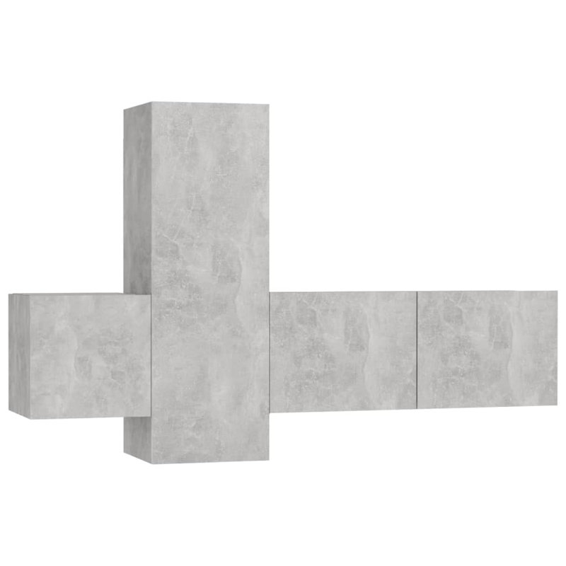 TV Cabinet Set Engineered Wood, Concrete Grey