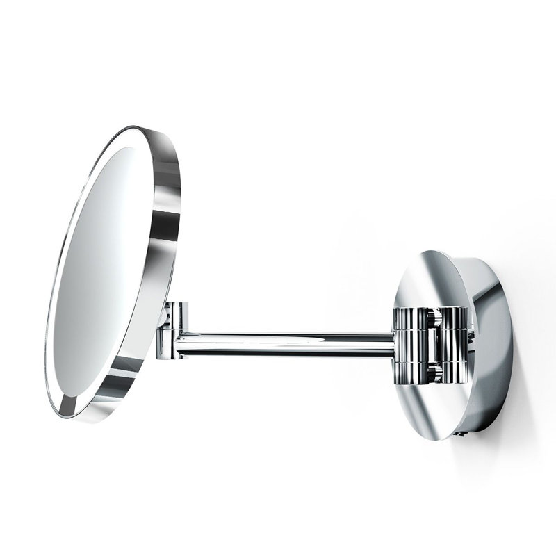 Spiegel Flat Metal Lighted Wall Mirror, Polished Chrome