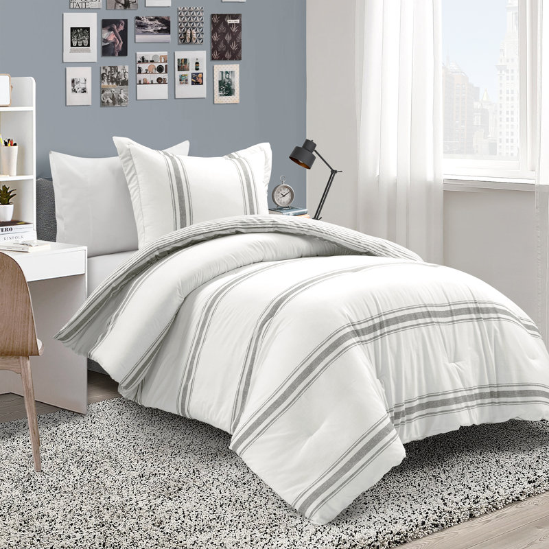 Gray Twin Cotton Reversible Comforter Set