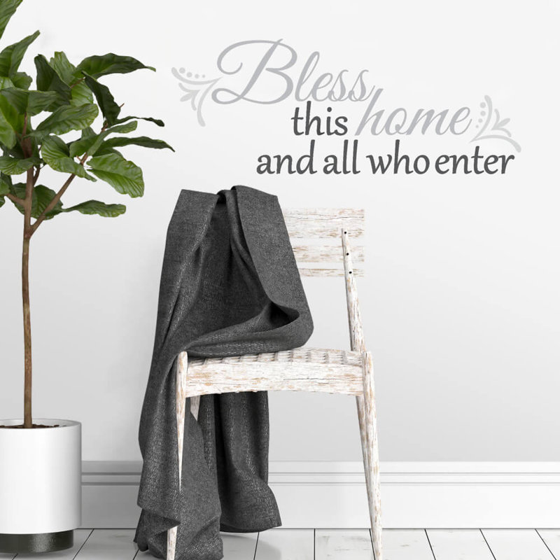 Bless This Home Gray and Black Peel and Stick Wall Decal