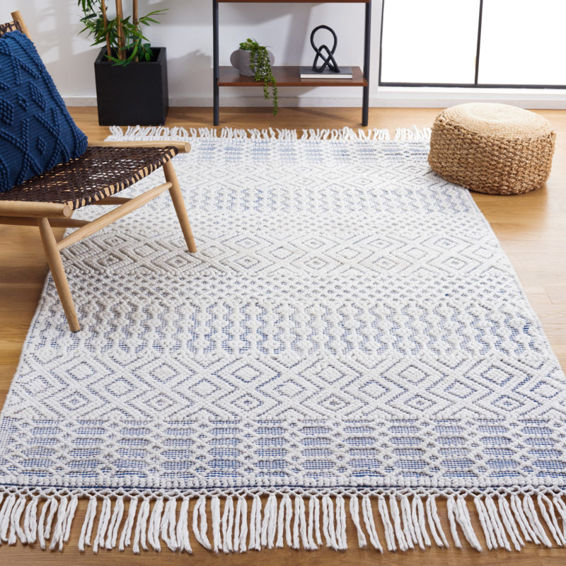 Tapis tissé à la main en coton / ivoire Sabula, Rectangle 8 pi x 10 pi