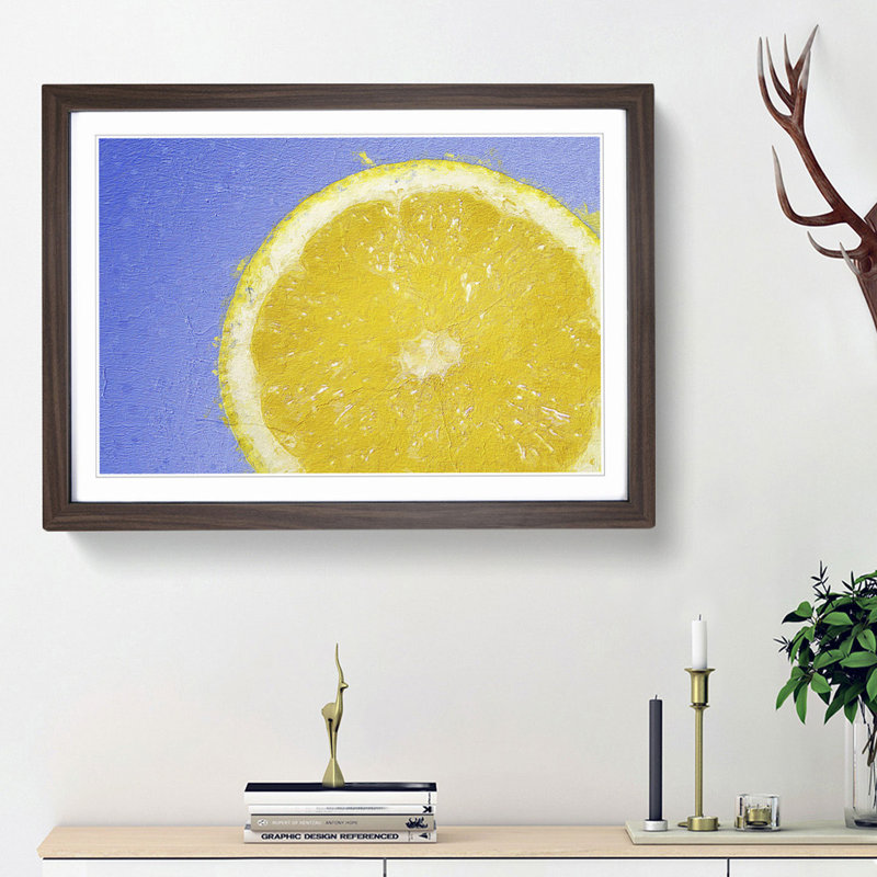 Lemon Slice - Picture Frame Painting Print, 27cm H x 36cm W x 2cm D, Walnut Framed