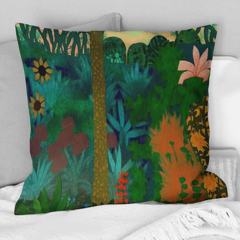Coussin Blossoming And Vibrant Jungle Flora VII - Forest