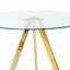 Table de salle à manger ronde moderne de 39,2 po avec pieds en métal doré et plateau en verre transparent pour le salon et la cuisine, design trempé tendance, facile à installer, robuste, élégant et facile à nettoyer-118581780-118581782