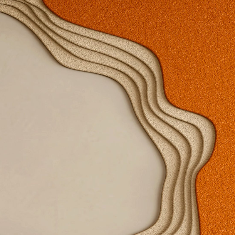 Tableaux suspendus tridimensionnels en grès, Orange / kaki, H 47,24 po x l 31,5 po