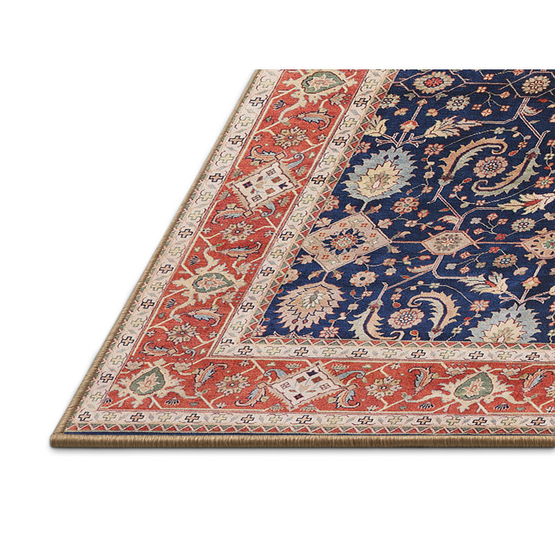 Tapis orange / bleu marine Garp, Rectangle 7 pi x 10 pi