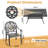 Sereen 5-Piece 58.27'' L 34.65 " W Rectangular Table Cast Aluminum Outdoor Dining Set with Umbrella Hole and Brown Cushions