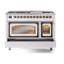 ILVE Nostalgie II Noblesse 48 inch Dual Fuel Range (8 Sealed Burners + Griddle, Triple Glass Door, RAL)-803415098-803415097