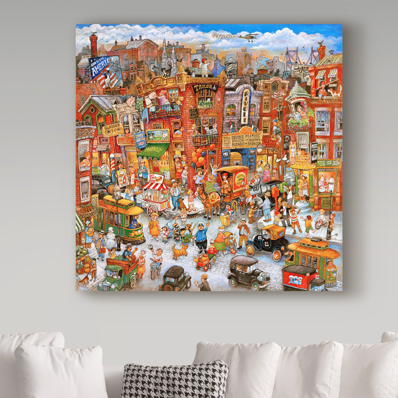 Publicité rétro sur toile tendue Kellene «Urban Scenes», H 24 po x l 24 po