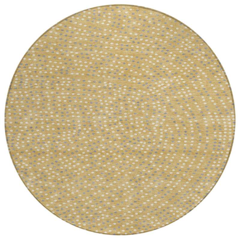 Tapis rond lavable à pois 8 po
