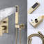 Unité de douche 12 po avec douchette, fixation murale, disque en céramique, équilibré, installation rapide, finition or brossé pratique-124831625