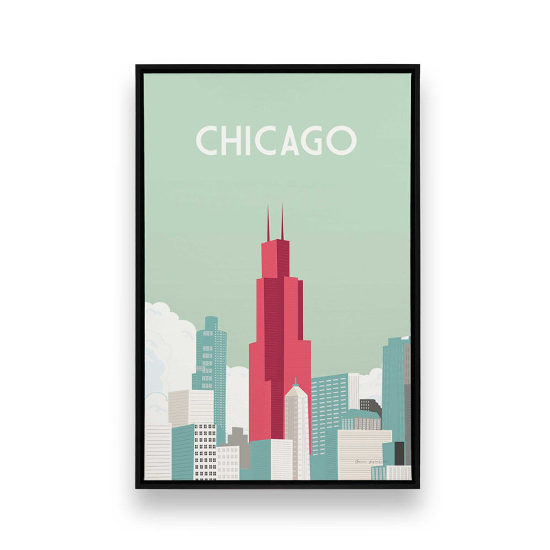 «Chicago Crop» par Omar Escalante - impression sur toile tendue, H 16 po x l 12 po, Cadre flottant noir, Noir