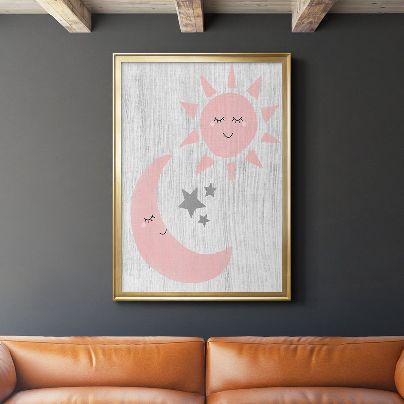 Toile encadrée de qualité supérieure Sun and Moon, Cadre doré, H 42,5 po x l 30,5 po x P 1 po