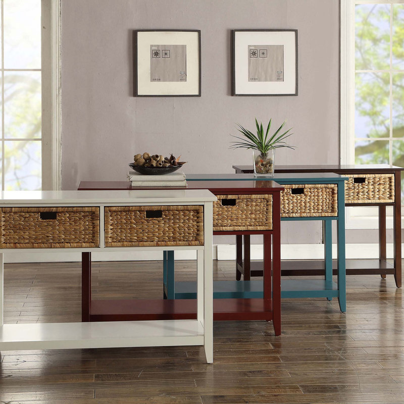 Console Table with 2-Drawer, White