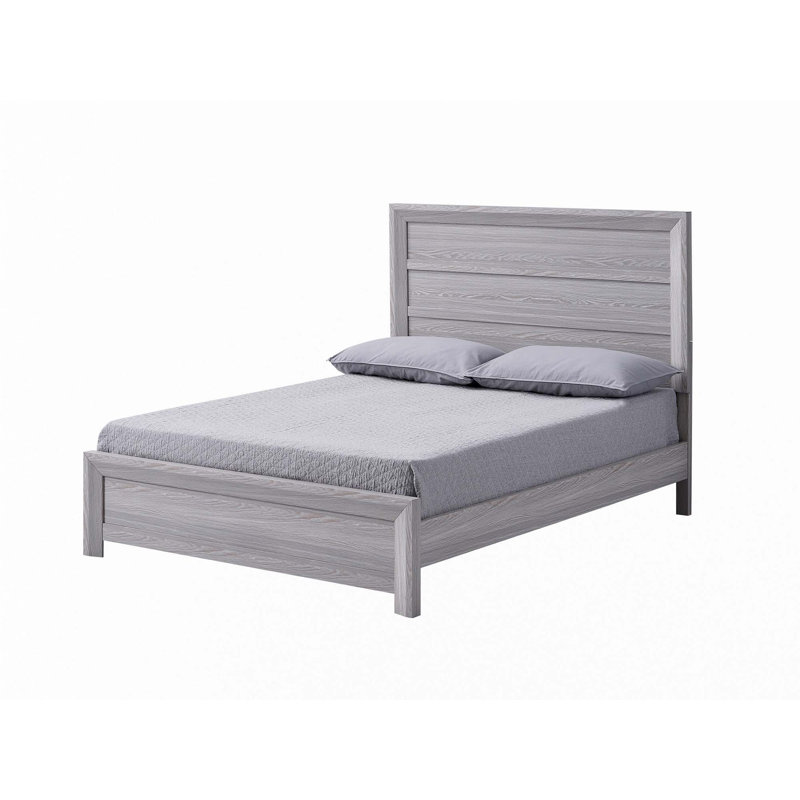 Lit plateforme en bois, Gris, Grand lit