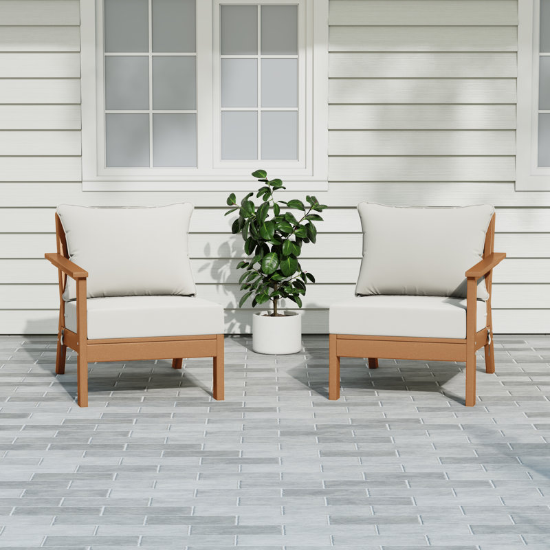 Ensemble de sièges profonds avec coussins, Teak, White
