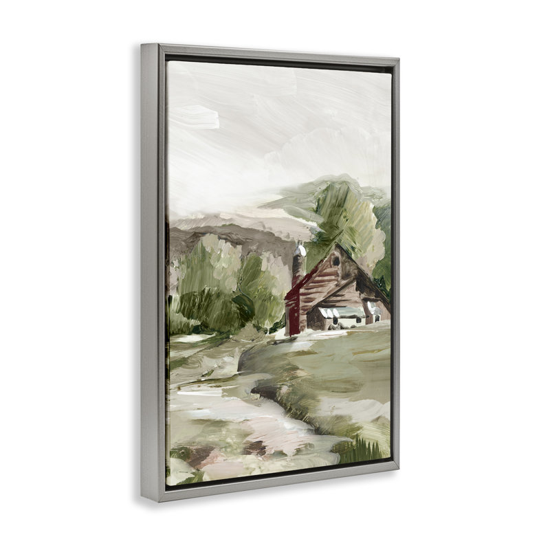  Toile flottante encadrée, "Chalet de campagne" par Lera, Cadre flottant gris lustré, H 25 po x l 17 po