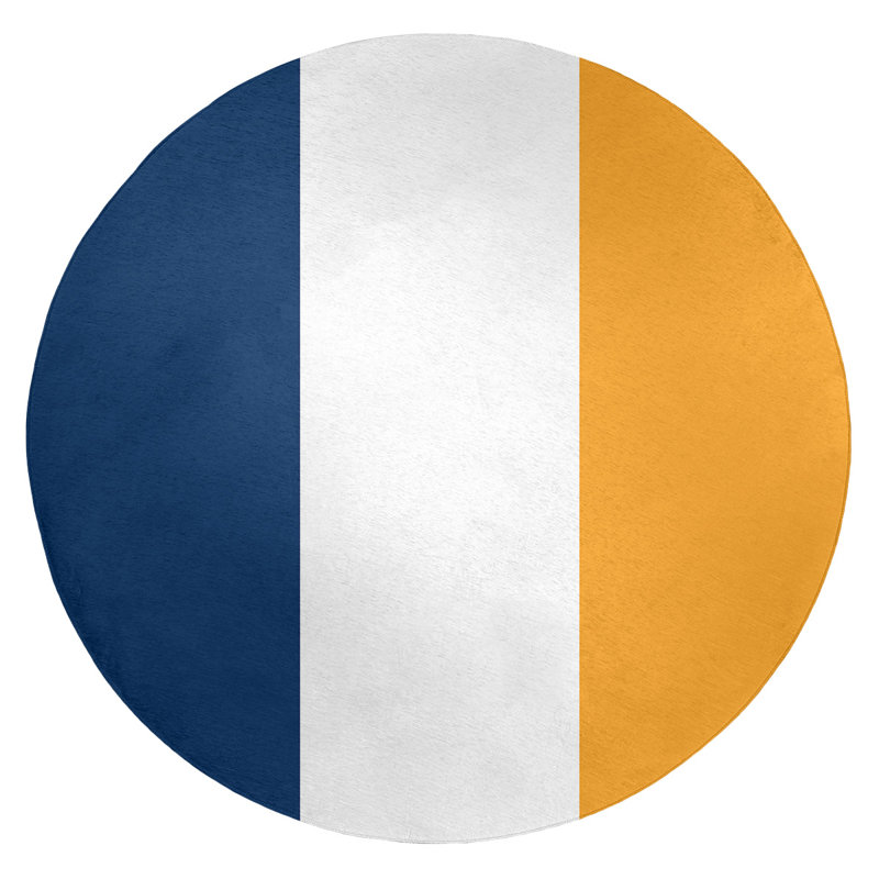 Tapis à rayures marine/doré, Rond 5 pi