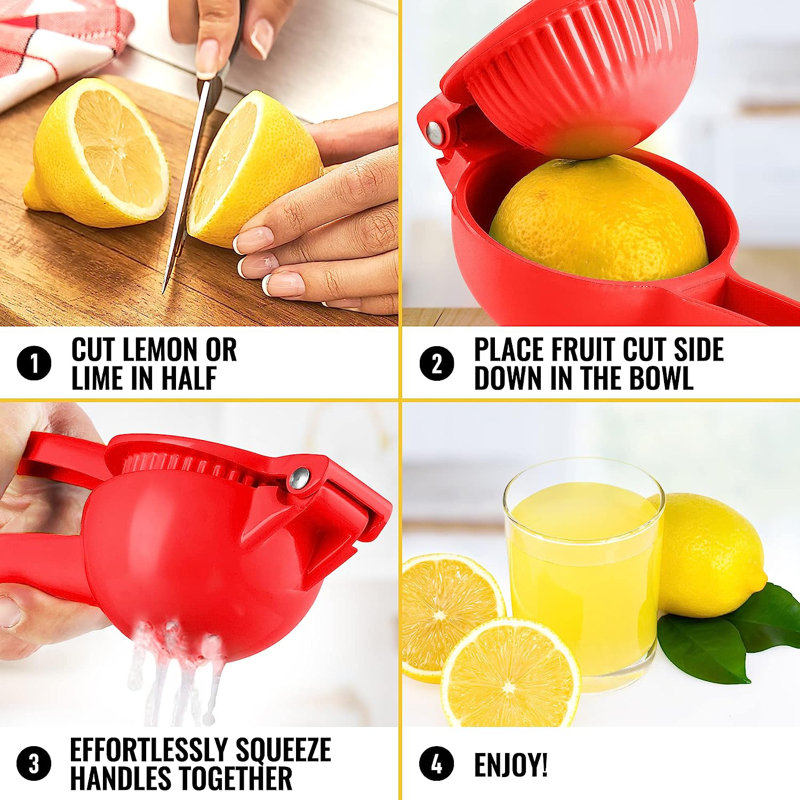 Red Aluminum Manual Citrus Juicer with Ergonomic Handle