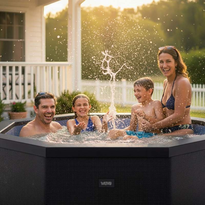 Wave Como | 6-Person Eco Foam Hot Tub | Octagon | Wi-Fi Integrated Heater, Charcoal Black