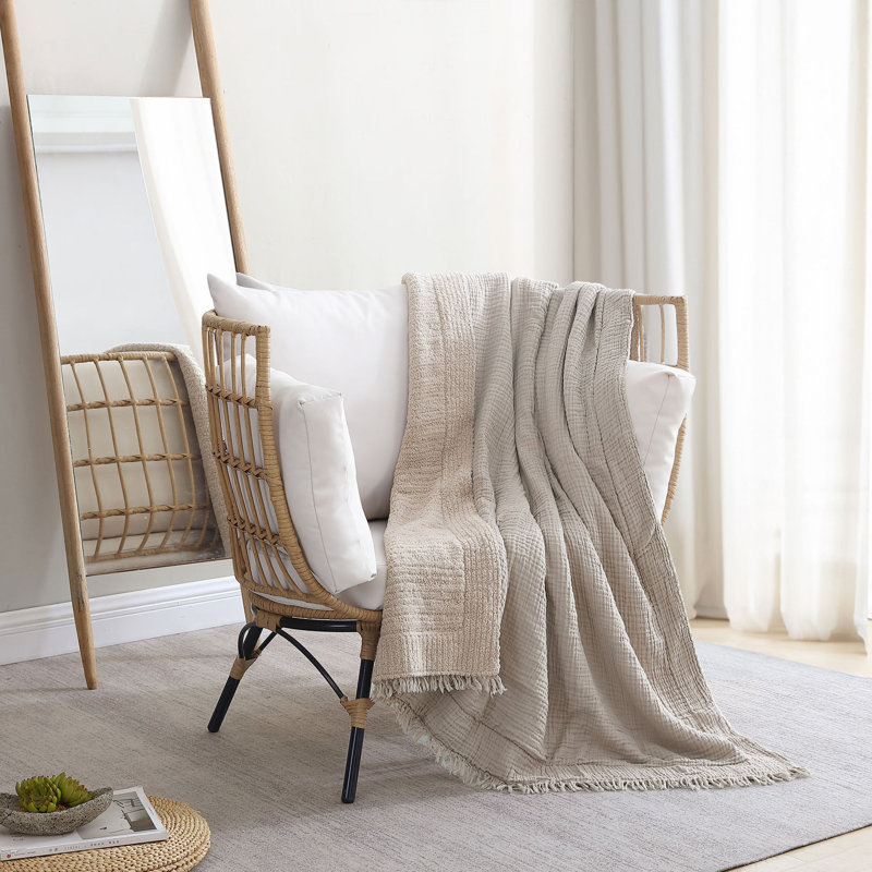 Snug Muslin Throw Blanket, Taupe