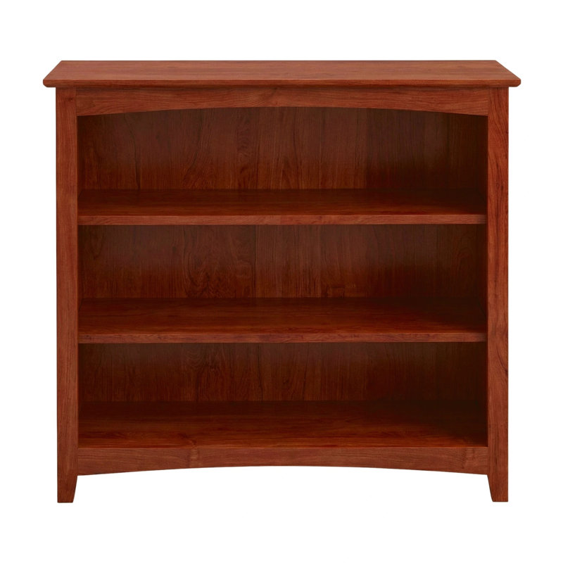 Malani 36" H Solid Wood Classic Bookcase, Washington Cherry, (3 Shelves) 36"H x 37.75"W x 12.875"D