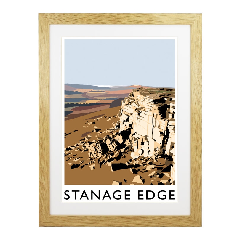 'Stanage Edge' by Richard O'Neil - Print, Oak Wood Frame, 54 cm H x 44 cm W x 2.2 cm D