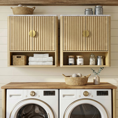 24"H x 23W" Laundry Room Wall Mounted Cabinet with Adjustable Shelves