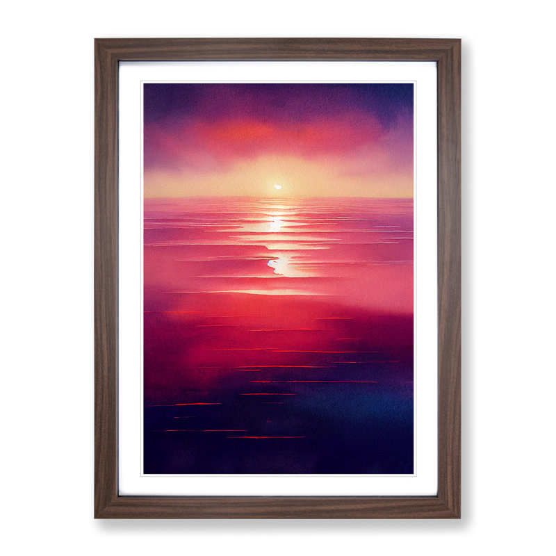 XV1022-1982X Exceptional Sunset - Single Picture Frame Print, 46cm H x 34cm W x 2cm D, Walnut Framed