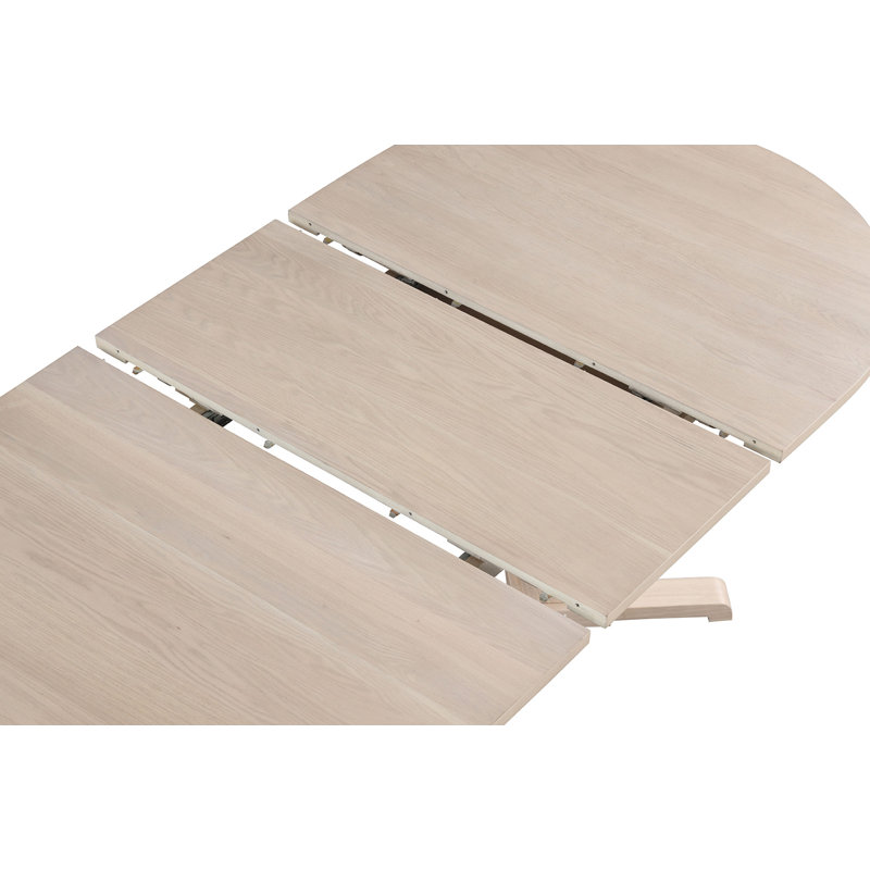 Table de salle à manger moderne 78 po Mid-Century, ovale avec feuilles, chêne blanc