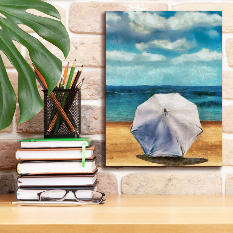  «Beach Umbrella 2» par Alonzo Saunders, art mural sur toile, 12 po x 16 po, H 16 po x l 12 po