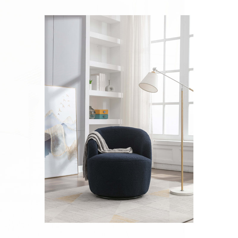 Fauteuil demi-tonneau pivotant, Tissu bleu foncé
