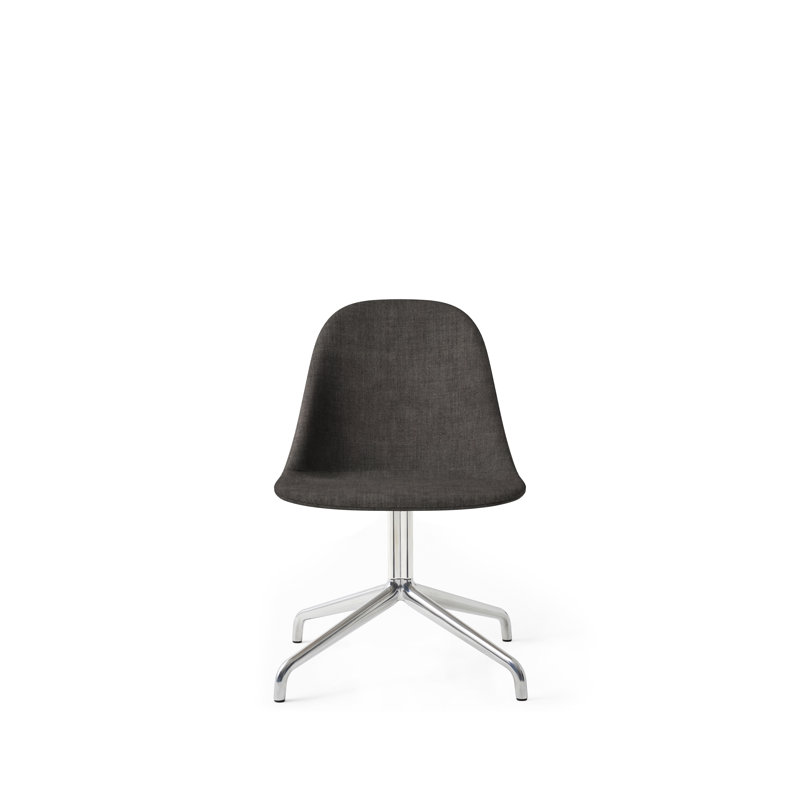 Harbour Swivel Task Chair, Dakar 0842 Black Genuine Leather, Polished Aluminum