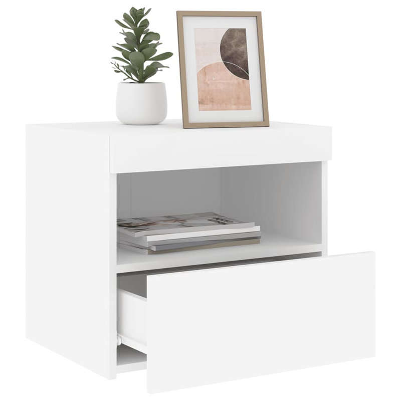 Nirmal 50cm W Manufactured Wood Bedside Table, White, Individual
