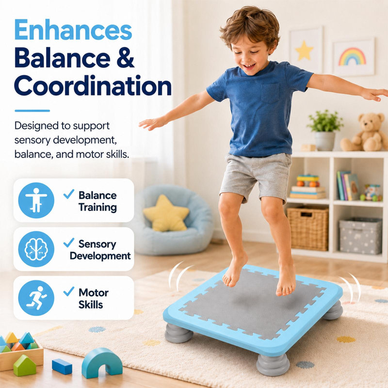 Trampoline de jardin pour enfants, structure de saut stable avec entraînement sensoriel, jouet de rebond récréatif d'intérieur