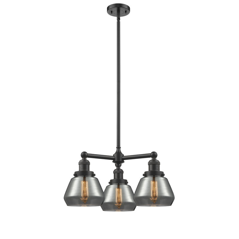 Chill 3 - Light Dimmable Chandelier, Plated Smoked Fulton, Polished Nickel, No Bulb Included