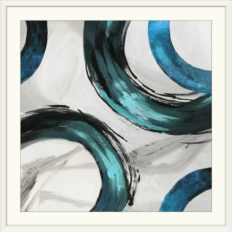 « ii » tom reeves, reproduction d’art Teal Ring, H 24 po x l 24 po x P 1 po, Cadre blanc