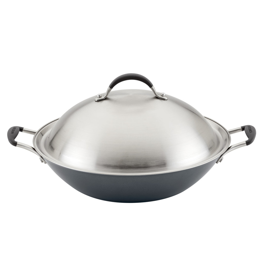 Circulon ScratchDefense with ScratchDefense Nonstick Induction Wok with Lid, 14 Inch, Graphite Circulon