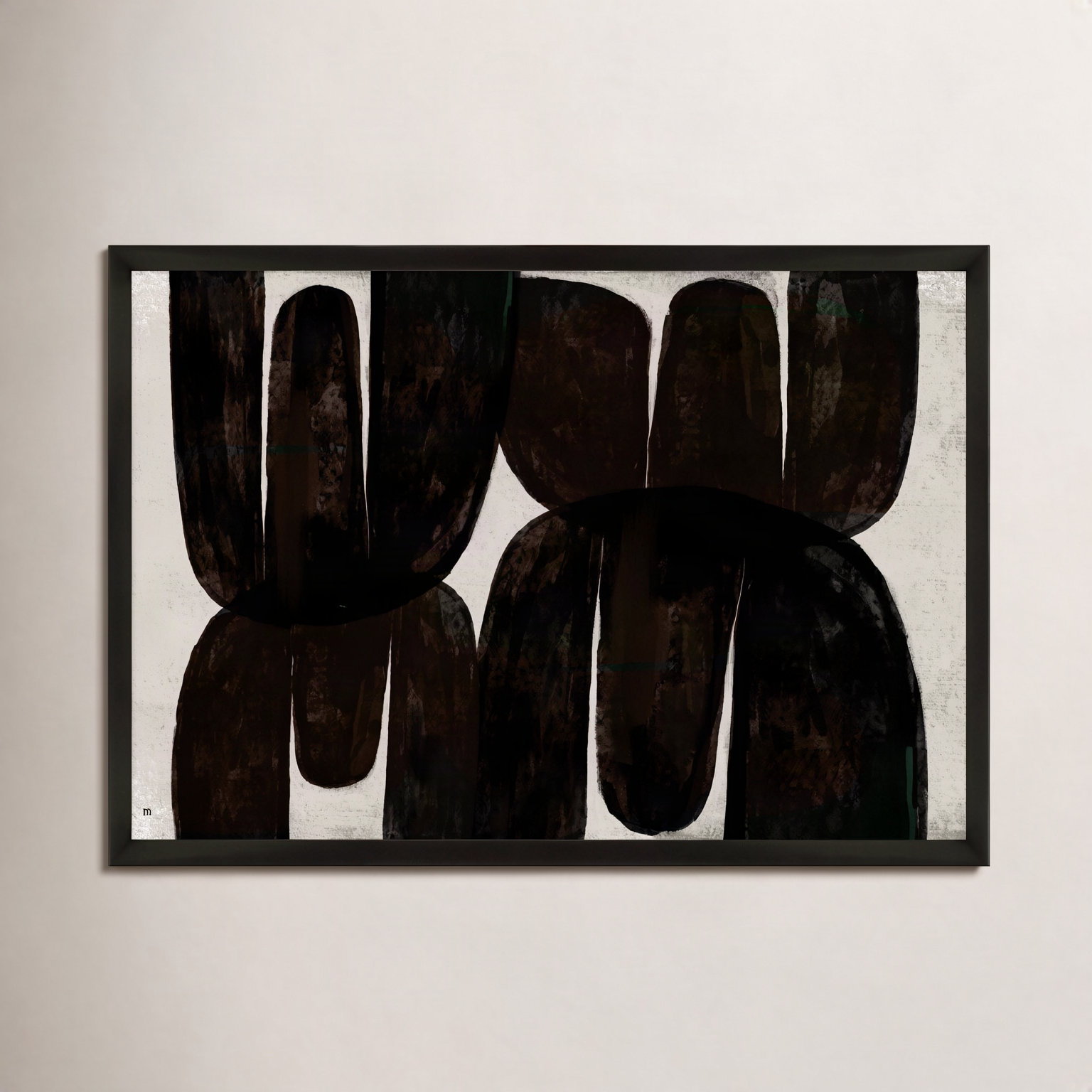 Stretched Painting, Black, 17.5" H x 25" W x 1.25" D