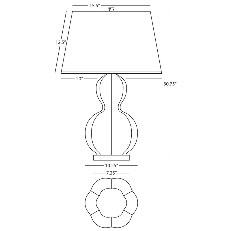 Lampe de table 30,75 po Williamsburg Randolph, Blanc Bruton, Lucite