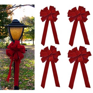 Christmas Velvet Domestic Outdoor Ribbon, 2-1/2-Inch, 25-Yard - Medium Red