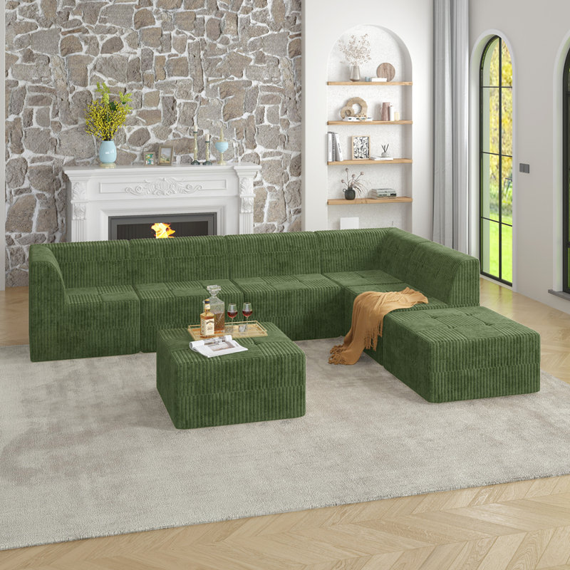 Canapé modulaire en forme de L, canapé modulaire compressé bricolage en velours côtelé de style minimaliste moderne, canapé-lit pour le salon, la chambre à coucher, canapé confortable à conception compacte et économe en espace