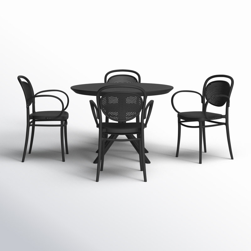Farrah Marcel Armchair 5 Person Dining Set, Black