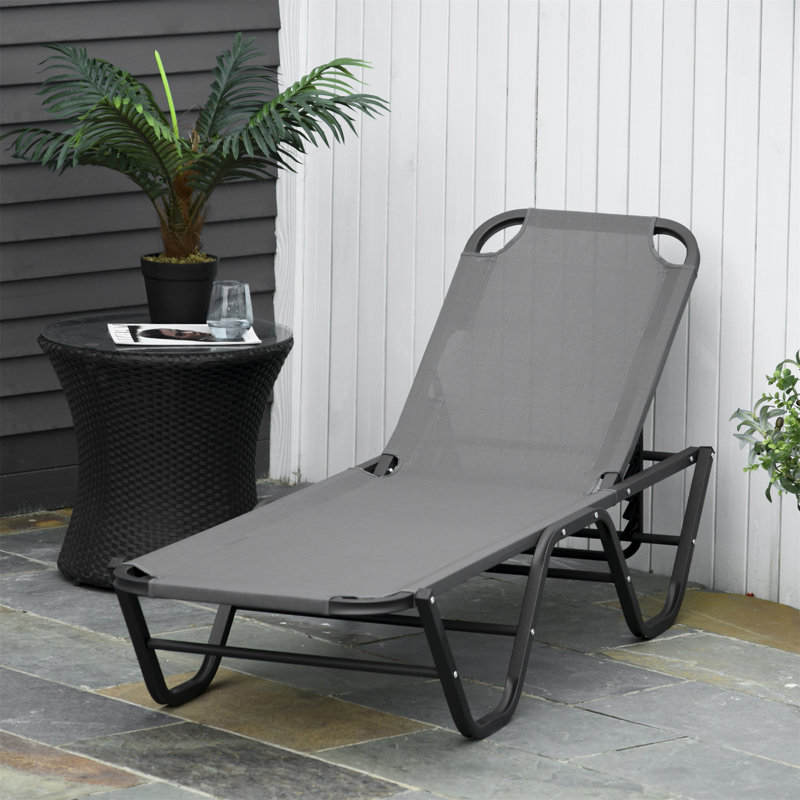 Aymelia 163cm Long Reclining Single Chaise, Grey, Black