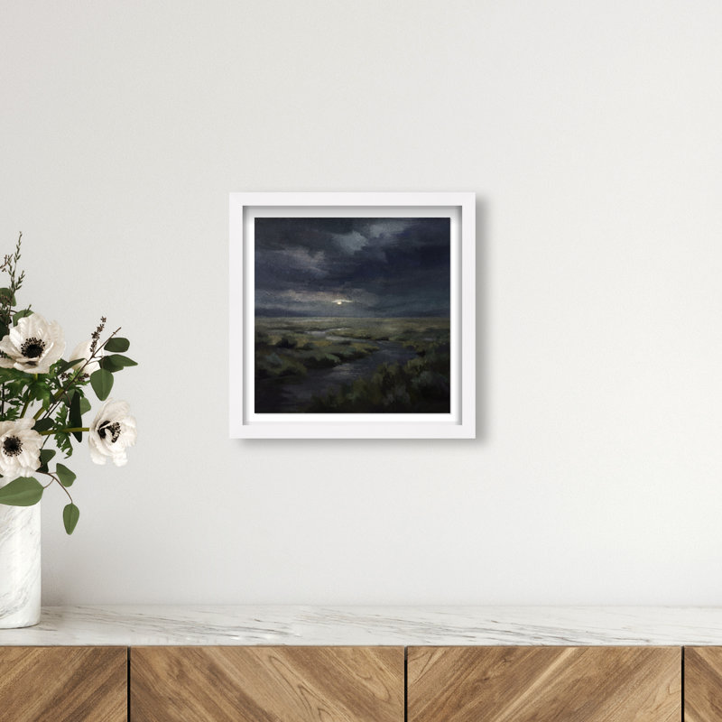 Hidden Moon II, impression de paysage et de nature encadrées par Oliver Gal, H 13,5 po x l 13,5 po, White Frame